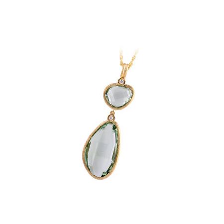 14KT Gold Green Amethyst Necklace