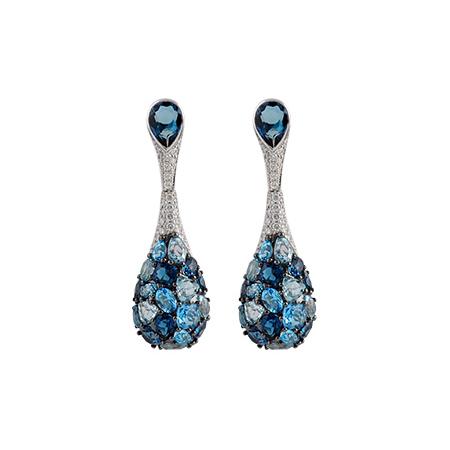 14KT Gold Blue Topaz Earrings