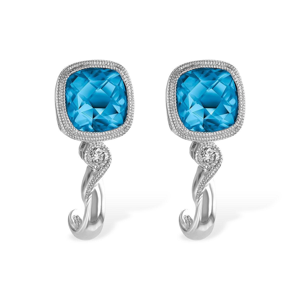 14KT Gold Blue Topaz Earrings