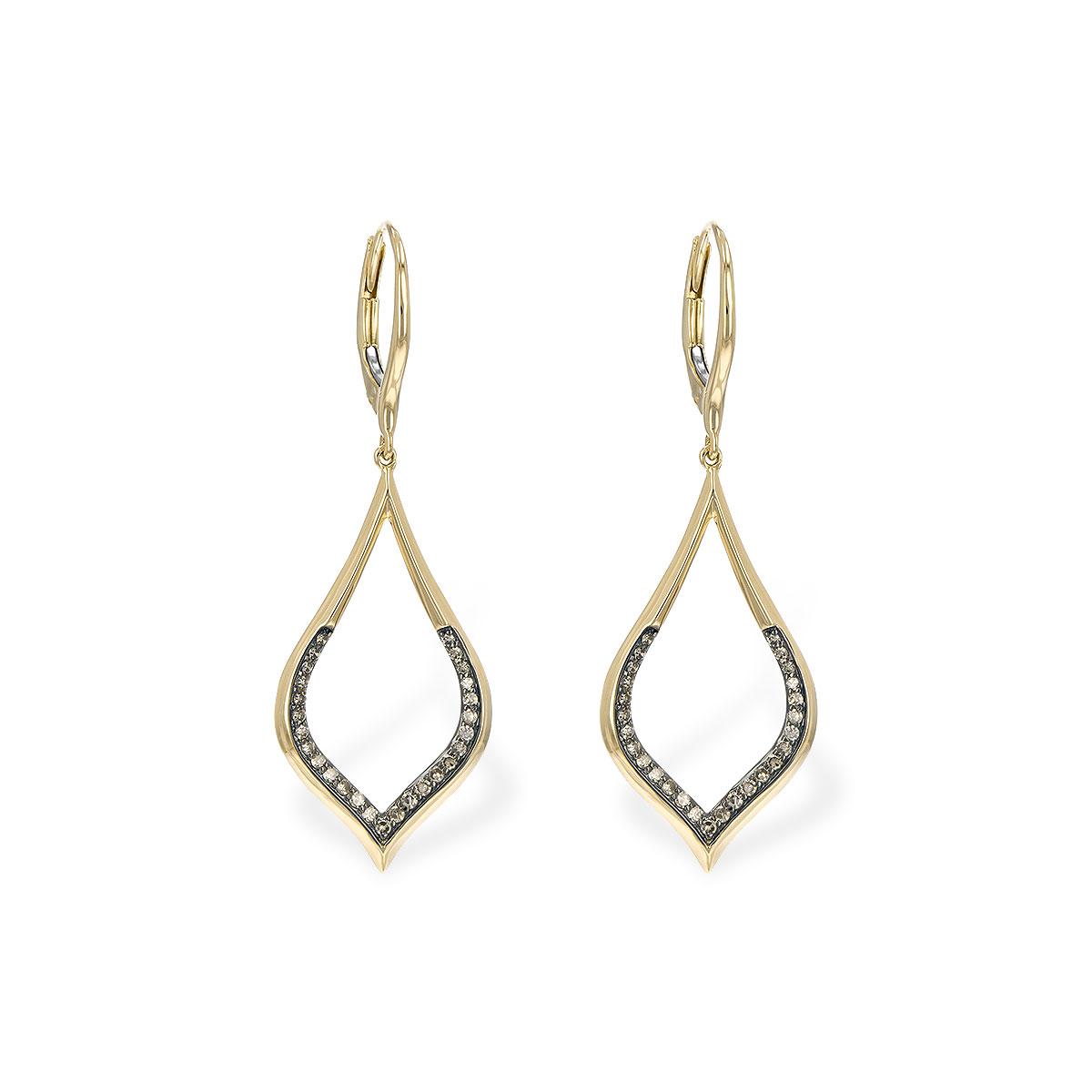 14KT Gold Brown Diamond Earrings