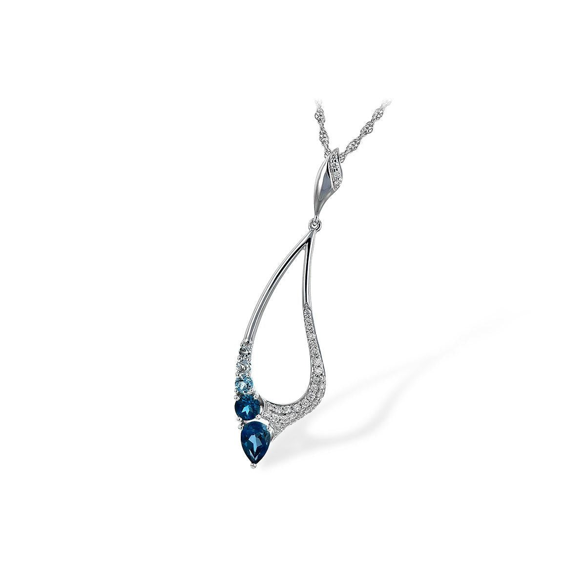 14KT Gold Blue Topaz Necklace
