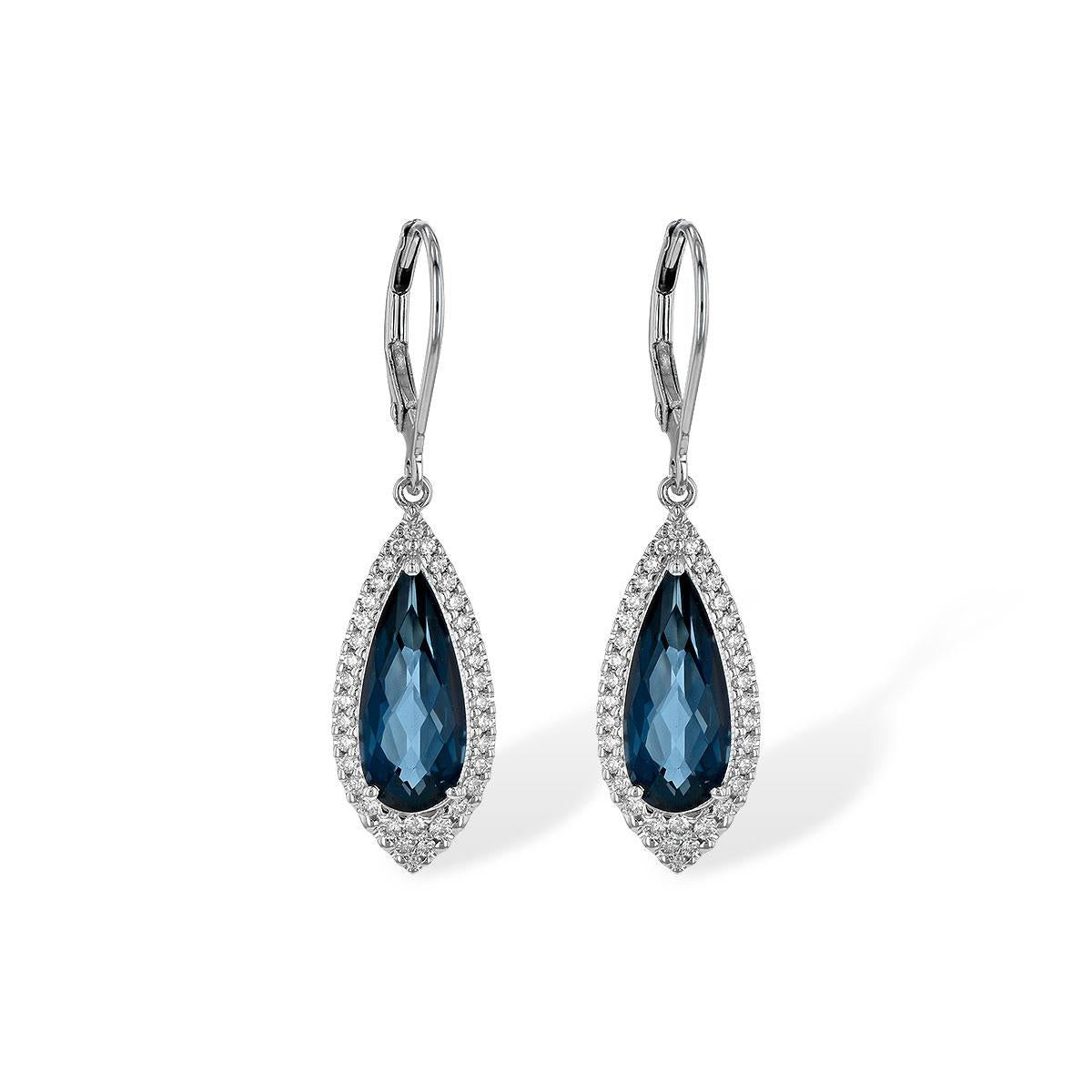 14KT Gold Blue Topaz Earrings