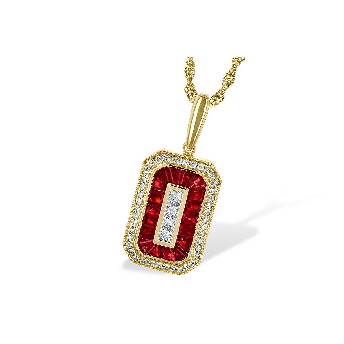14KT Gold Ruby Necklace