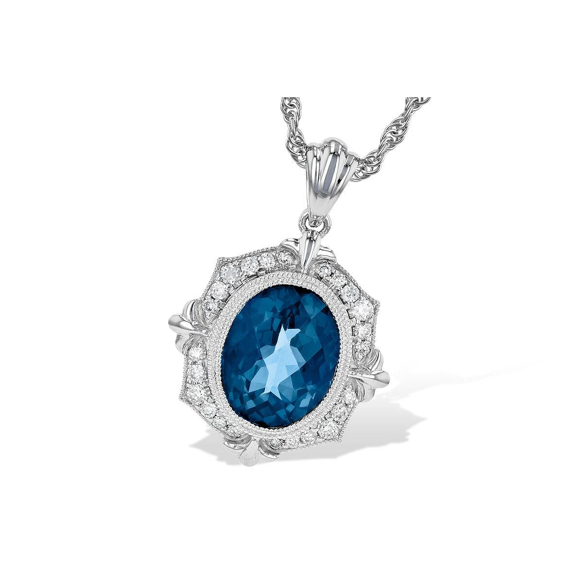 14KT Gold Blue Topaz Necklace
