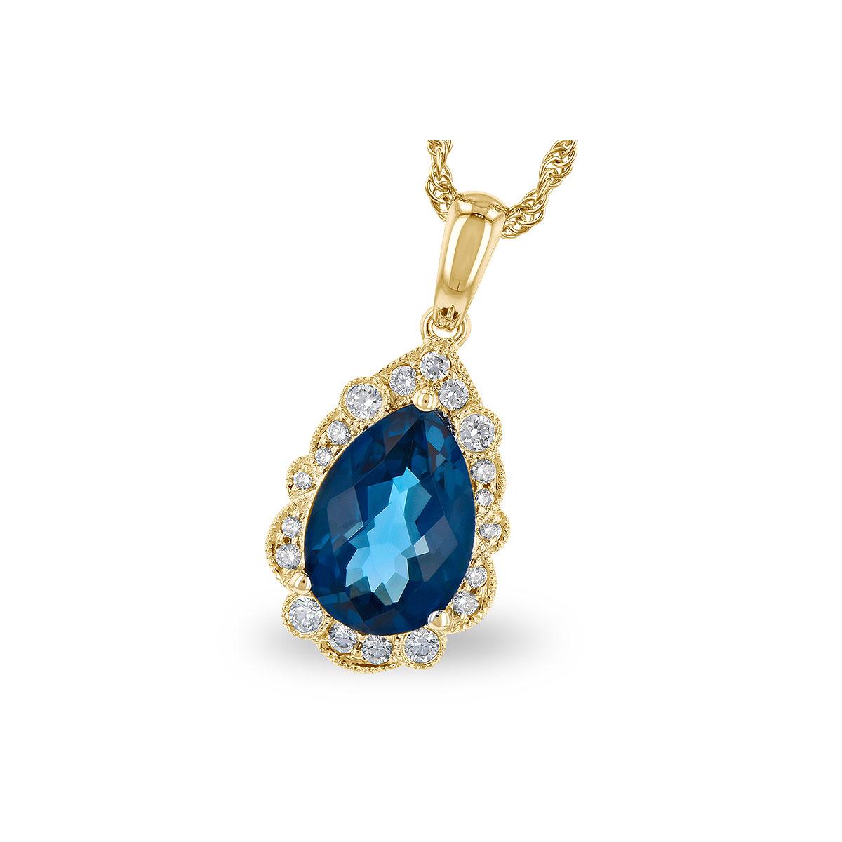 14KT Gold Blue Topaz Necklace
