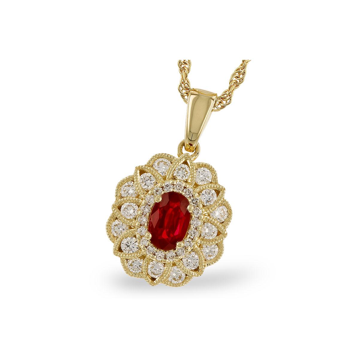 14KT Gold Ruby Necklace
