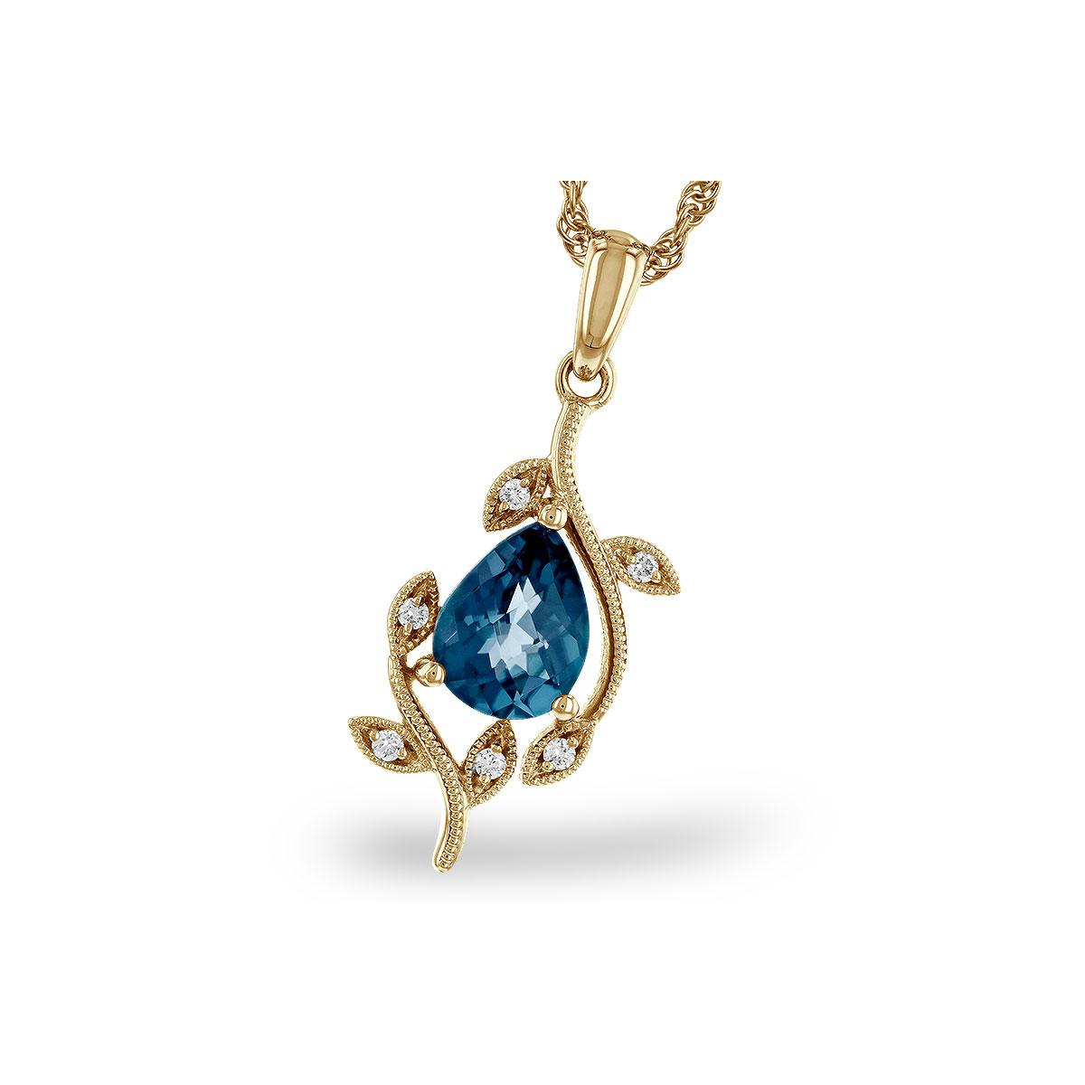 14KT Gold Blue Topaz Necklace