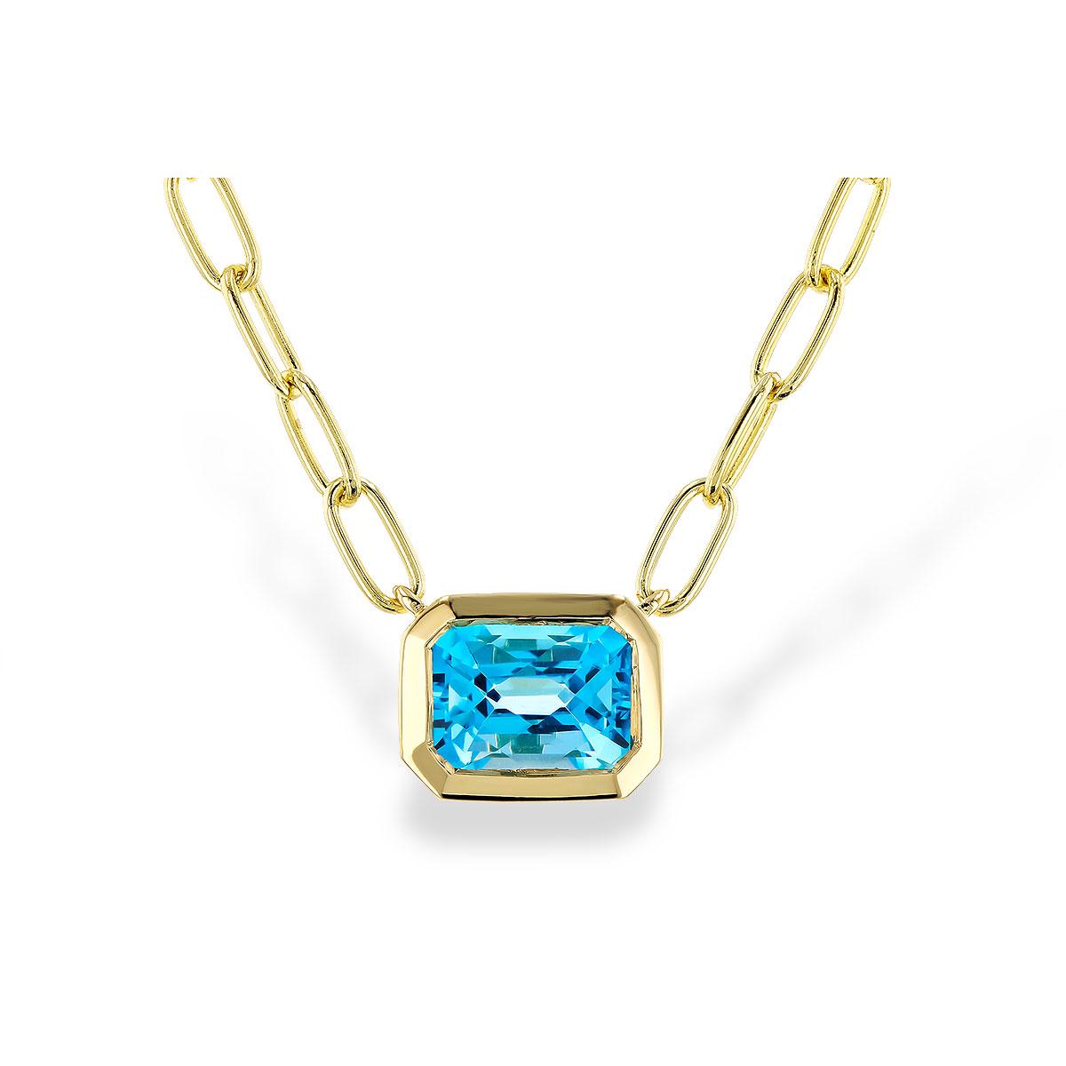 14KT Gold Blue Topaz Necklace