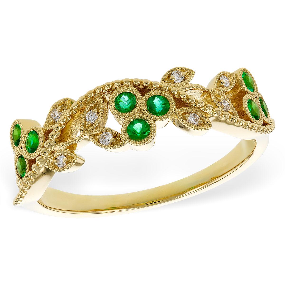 14KT Gold Ladies Emerald Wedding Ring