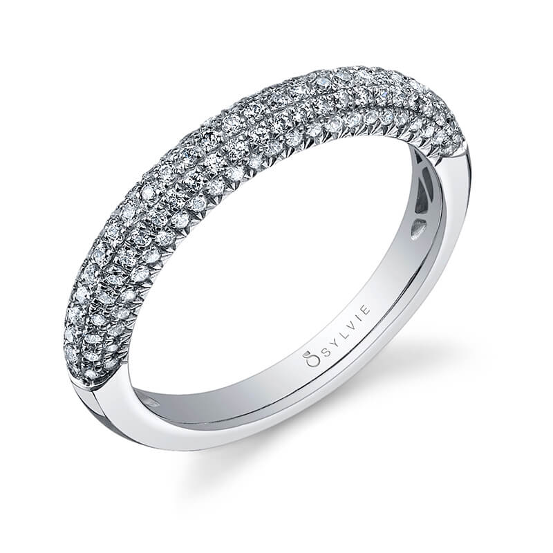(18K Rose) Diamond Pave Wedding Band