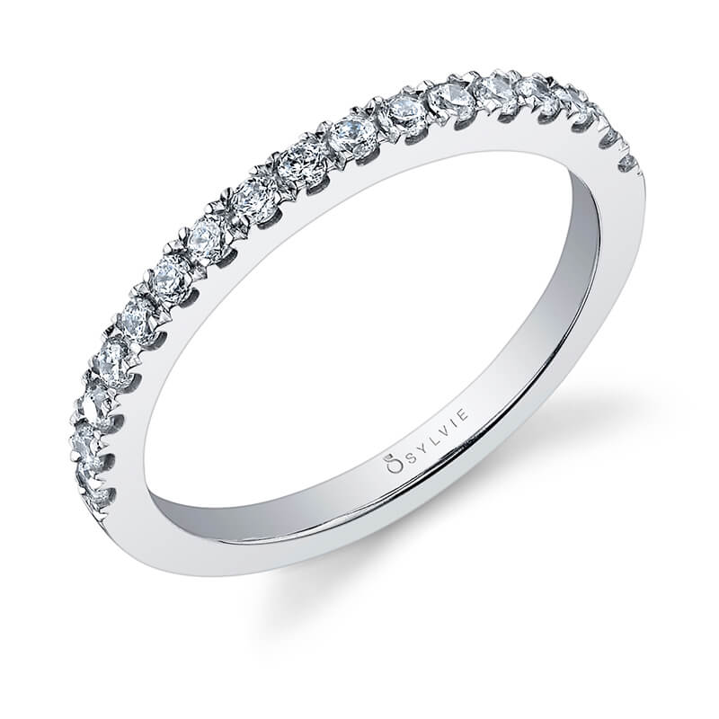 (14K Rose) High Polish Diamond Wedding Band