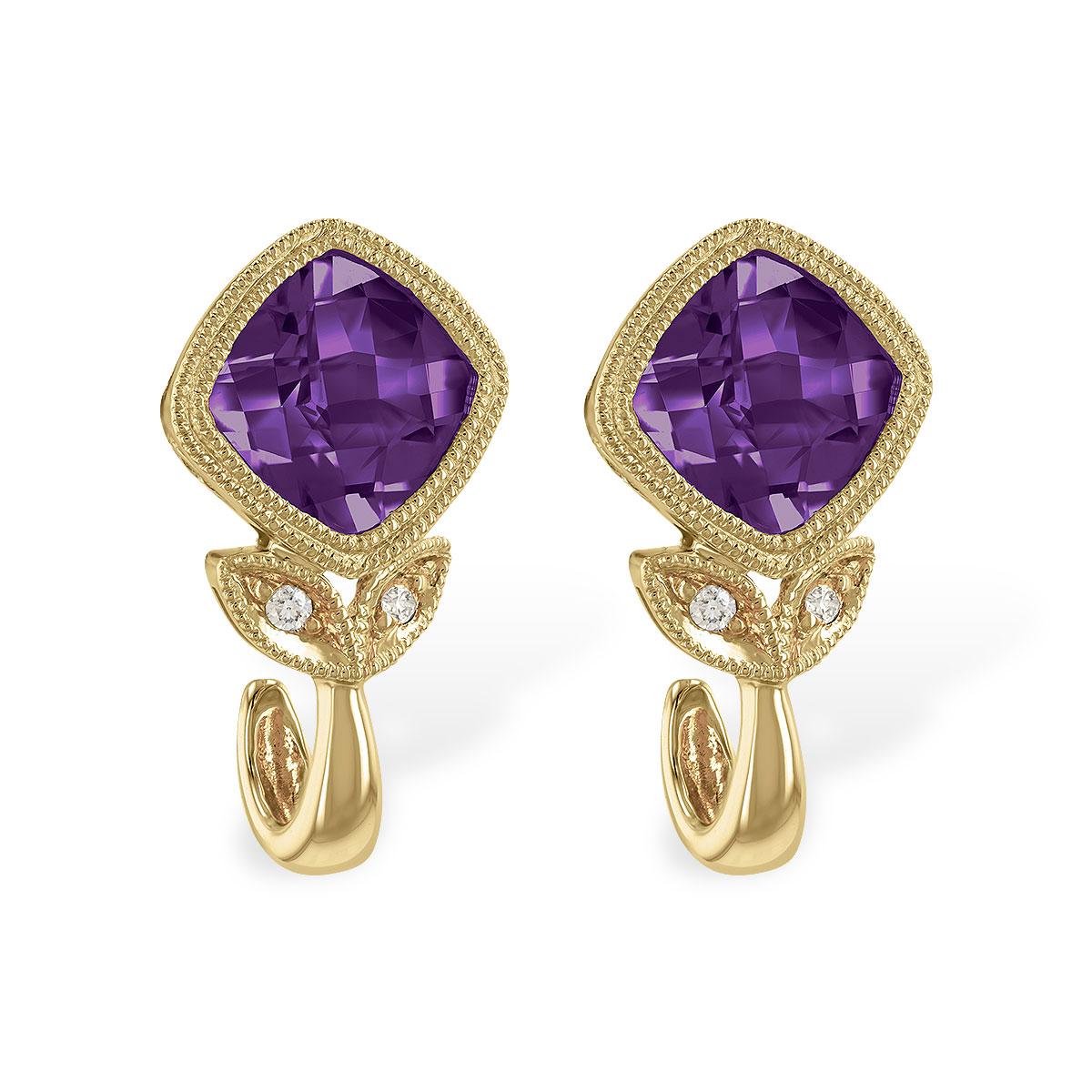 14KT Gold Amethyst Earrings