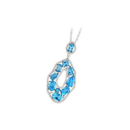 14KT Gold Blue Topaz Necklace
