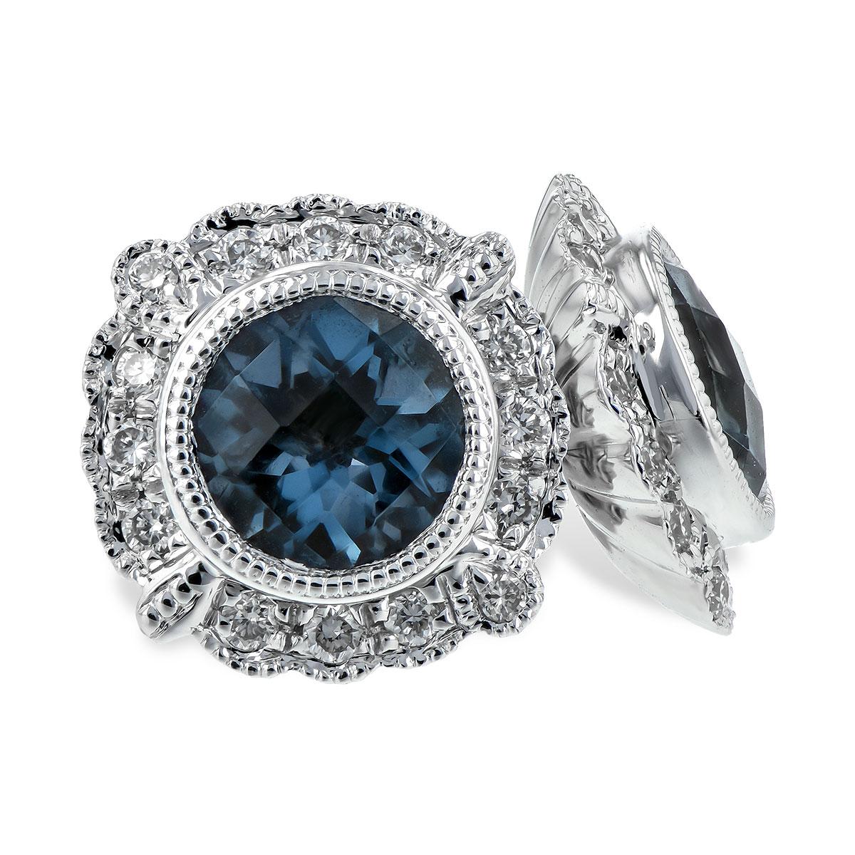 14KT Gold Blue Topaz Earrings