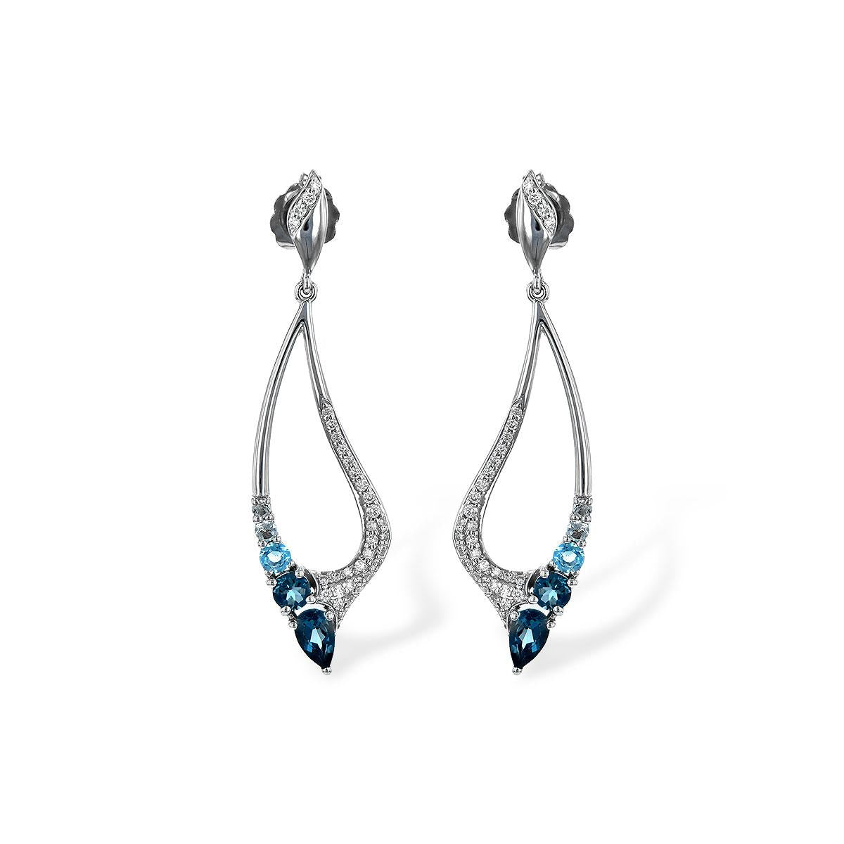 14KT Gold Blue Topaz Earrings