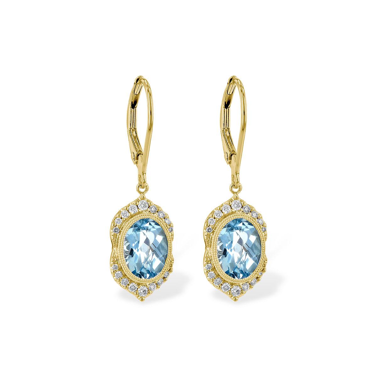 14KT Gold Aqua Earrings