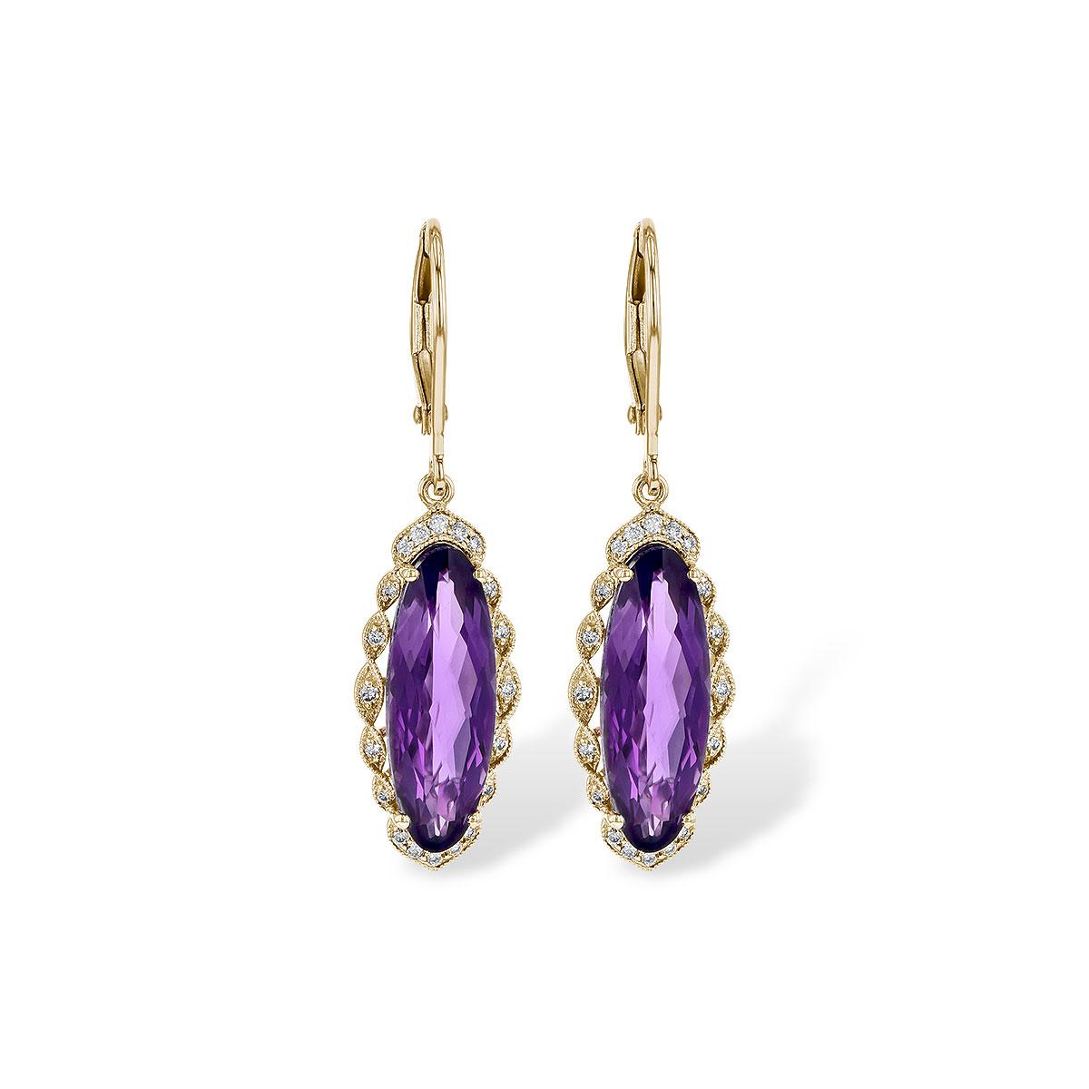 14KT Gold Amethyst Earrings