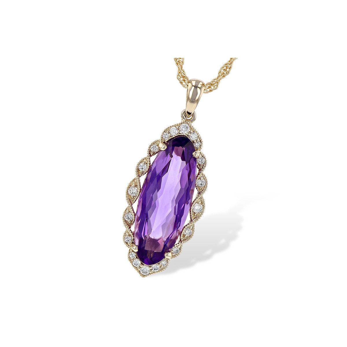 14KT Gold Amethyst Necklace