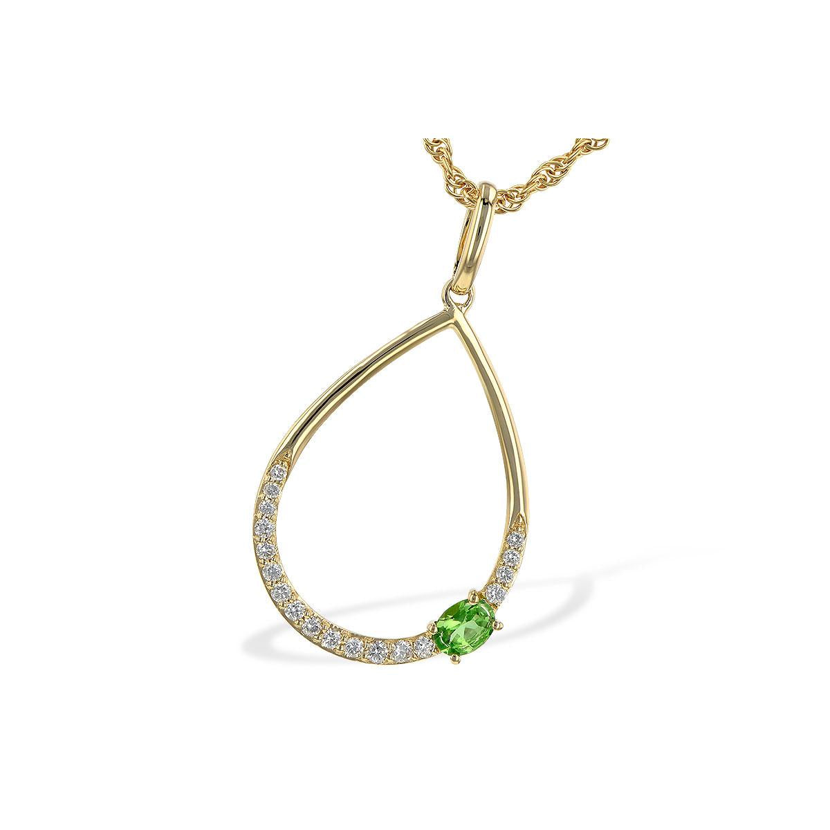 14KT Gold Green Garnet Necklace