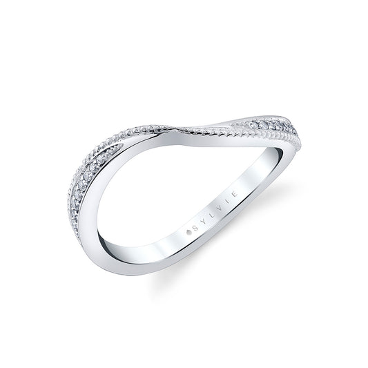 Diamond Wave Wedding Ring with Milgrain