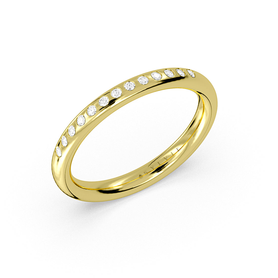 (Gallery) Flush Set Round Diamond Wedding Ring