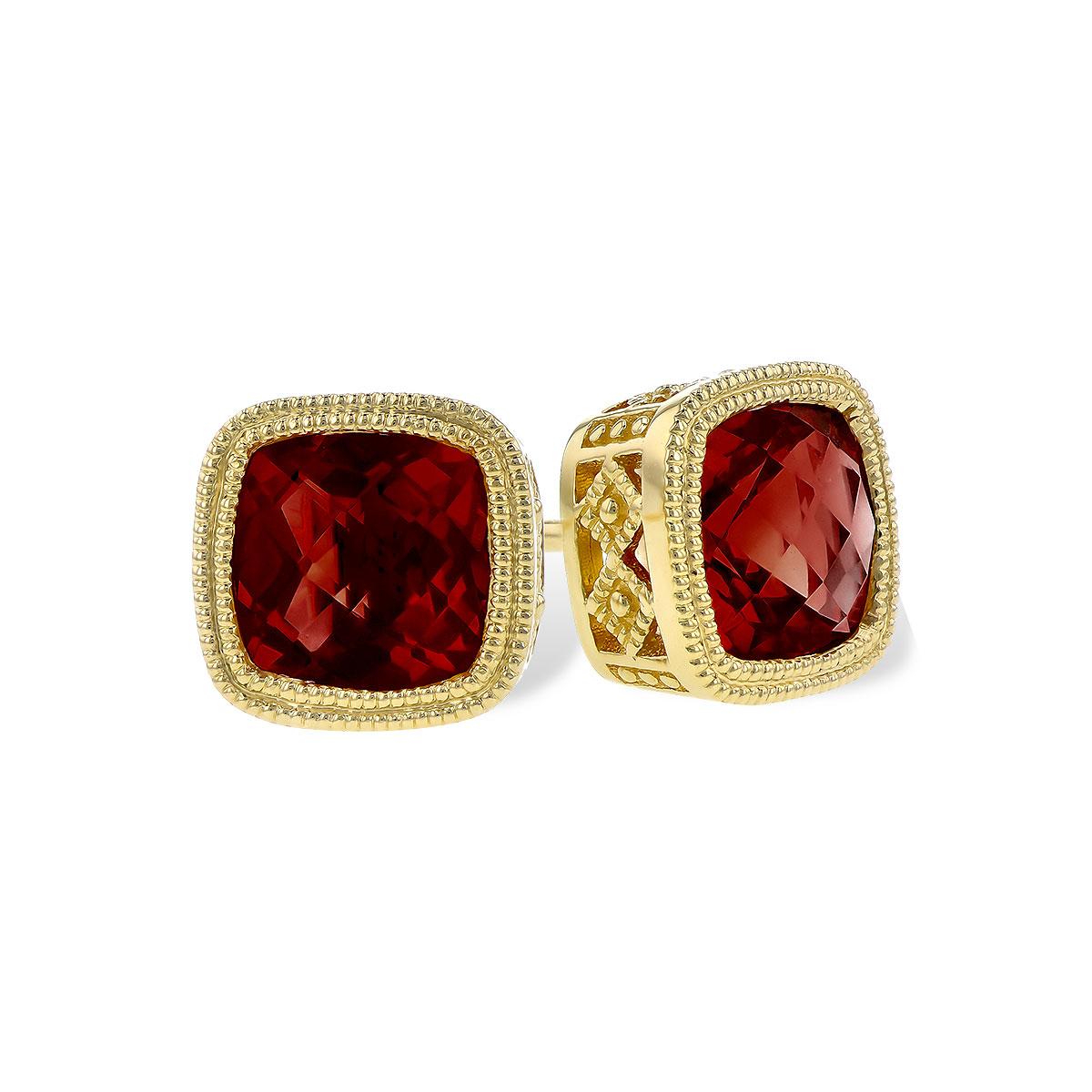 14KT Gold Garnet Earrings