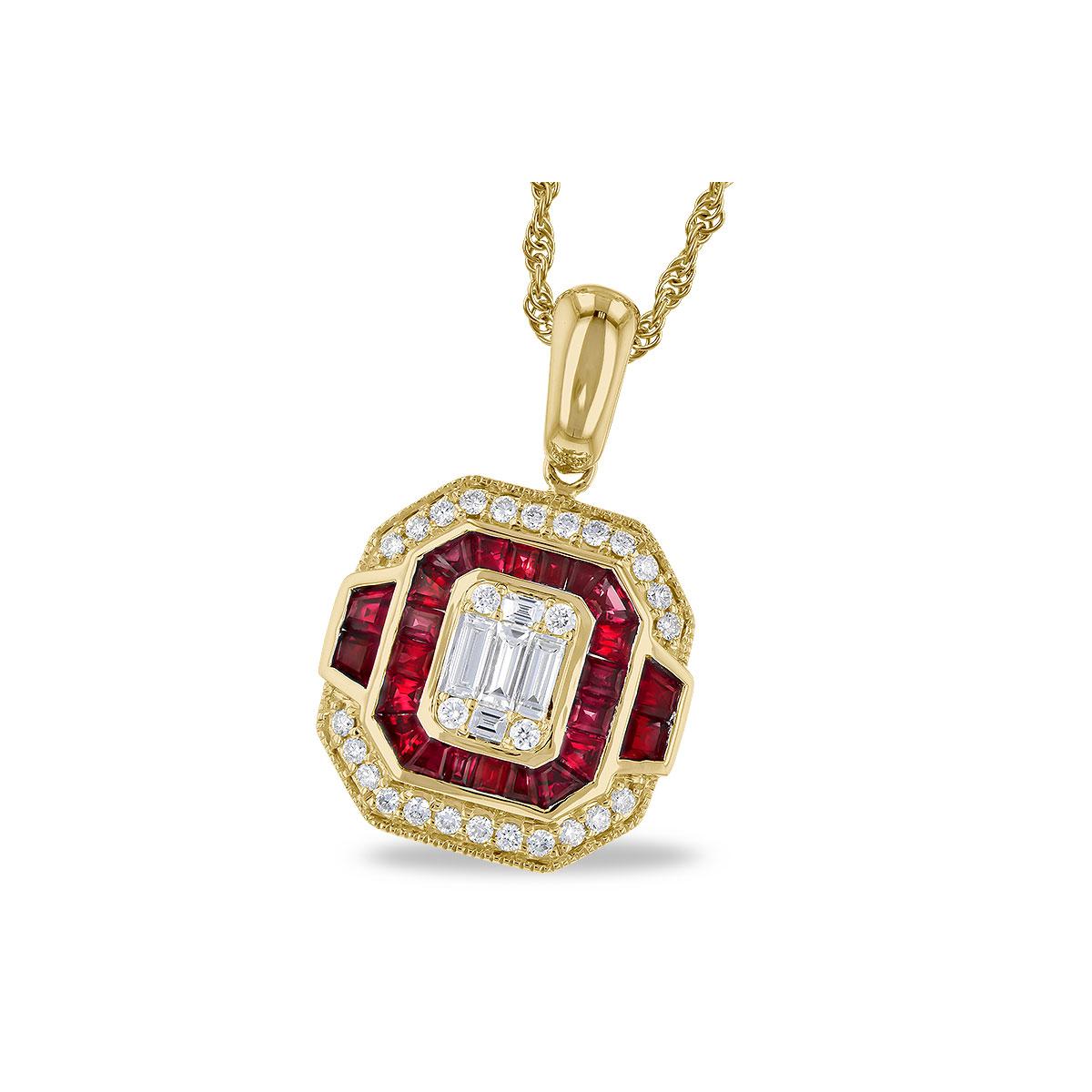 14KT Gold Ruby Necklace