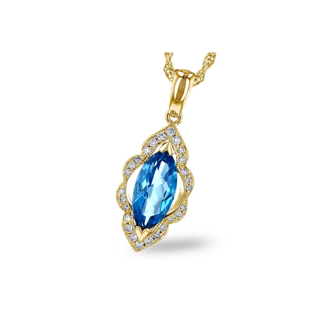 14KT Gold Blue Topaz Necklace