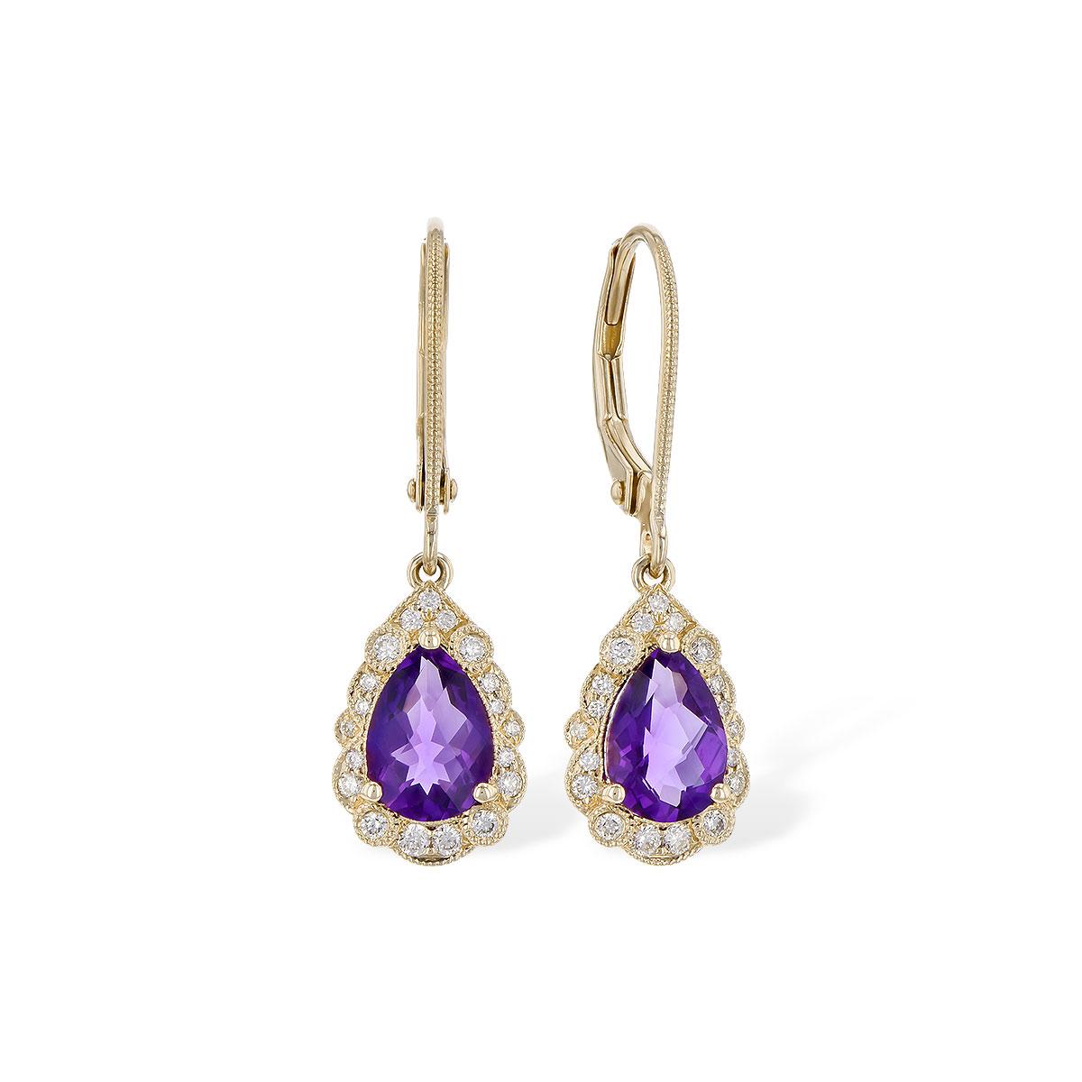 14KT Gold Amethyst Earrings