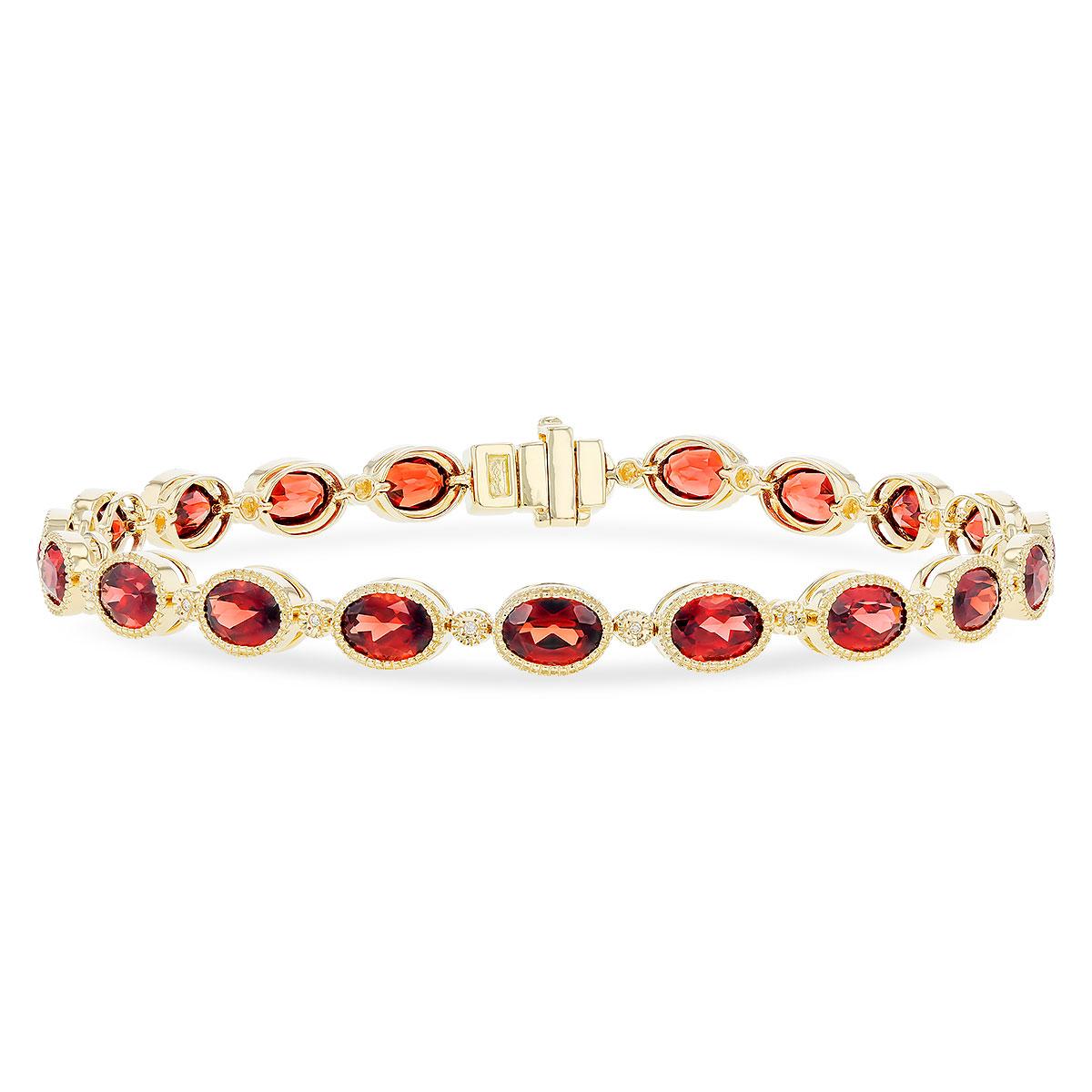 14KT Gold Garnet Bracelet