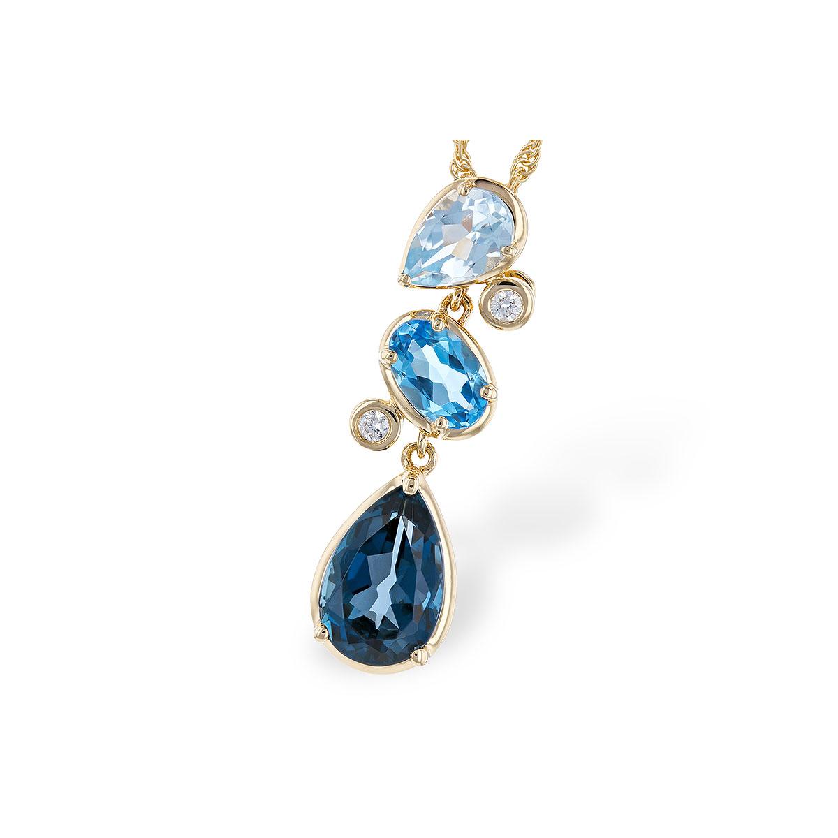 14KT Gold Blue Topaz Necklace