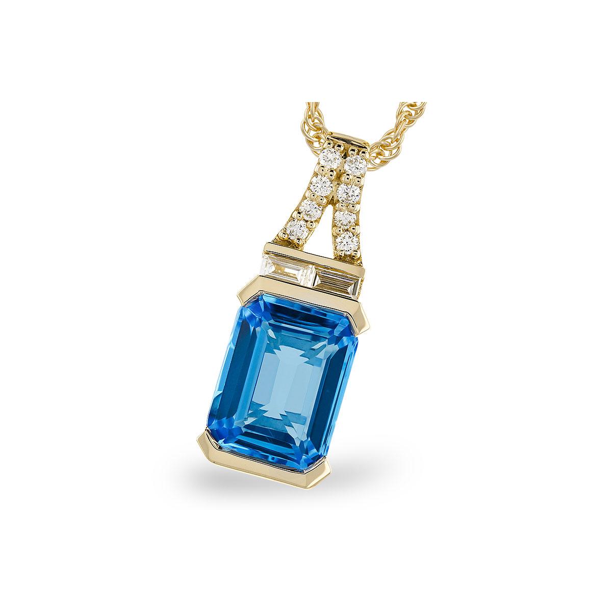 14KT Gold Blue Topaz Necklace