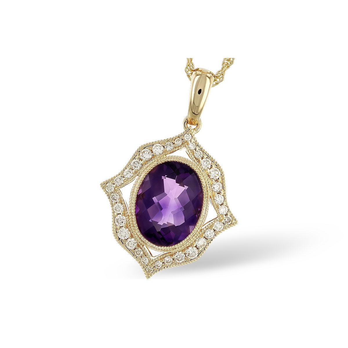 14KT Gold Amethyst Necklace
