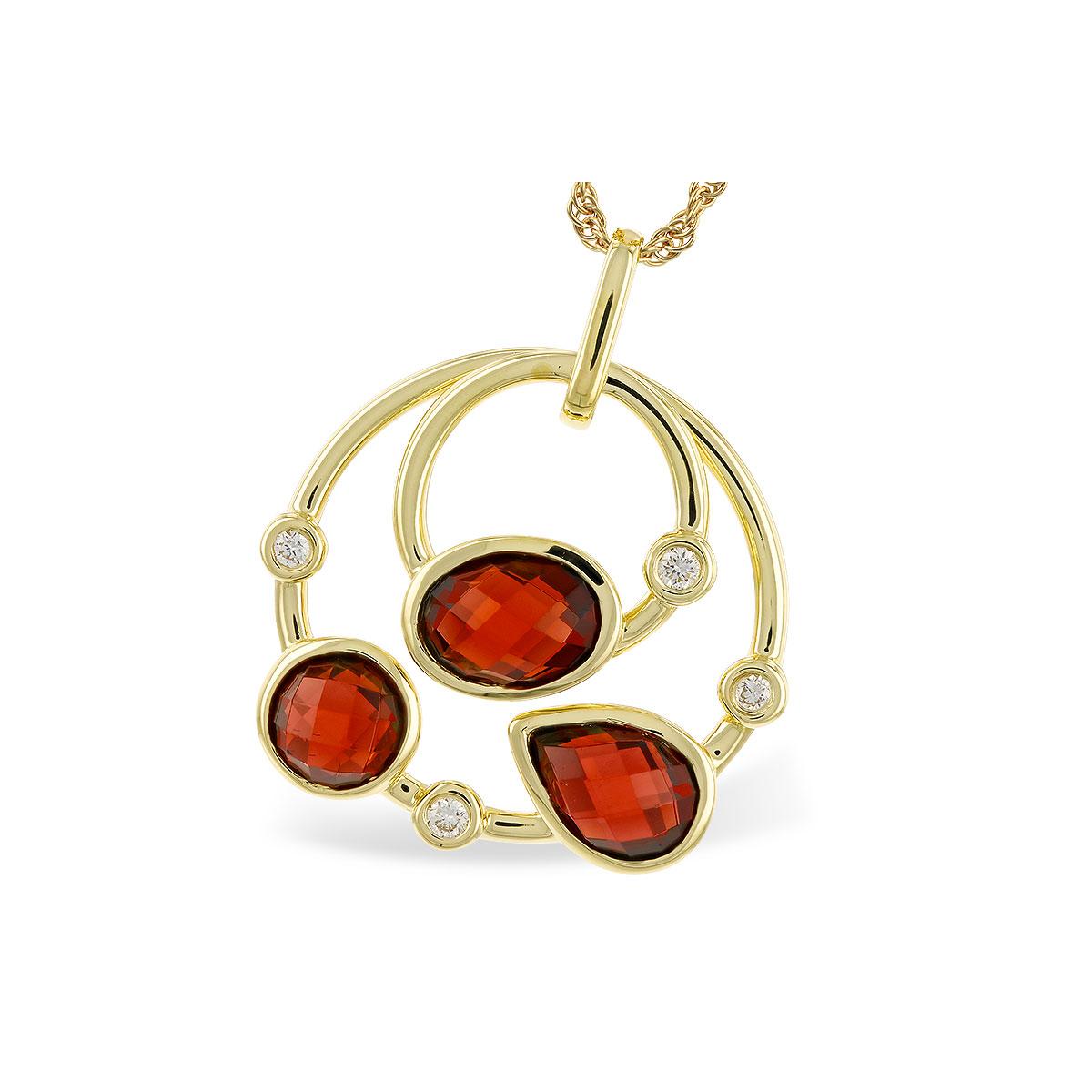 14KT Gold Garnet & Diamond Necklace