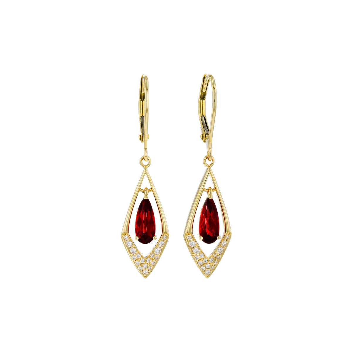 14KT Gold Garnet Earrings