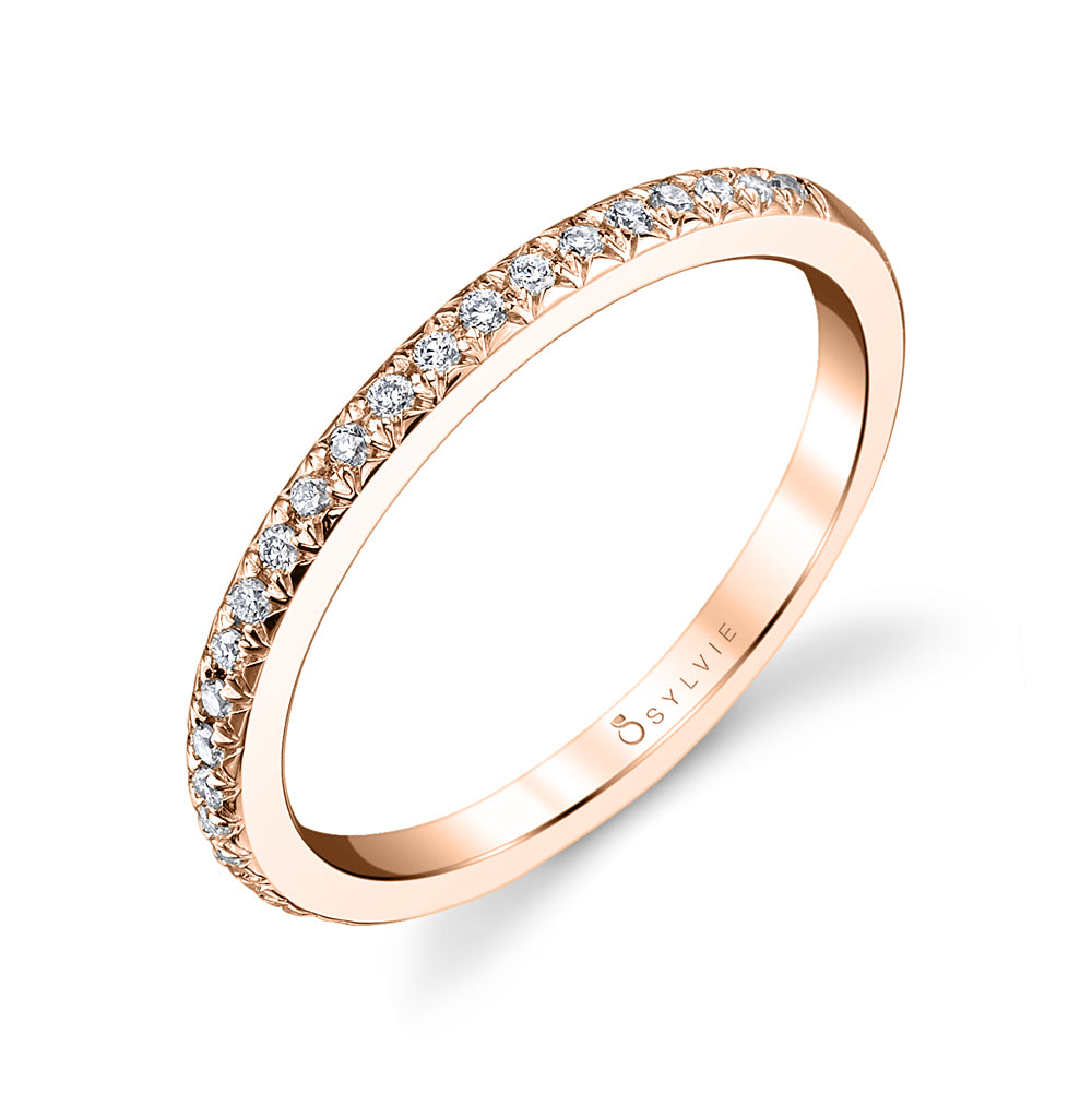 (14K Rose) Classic Round Wedding Band - Morgan