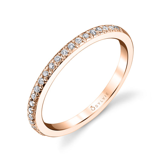 (18K Rose) Classic Round Wedding Band - Morgan