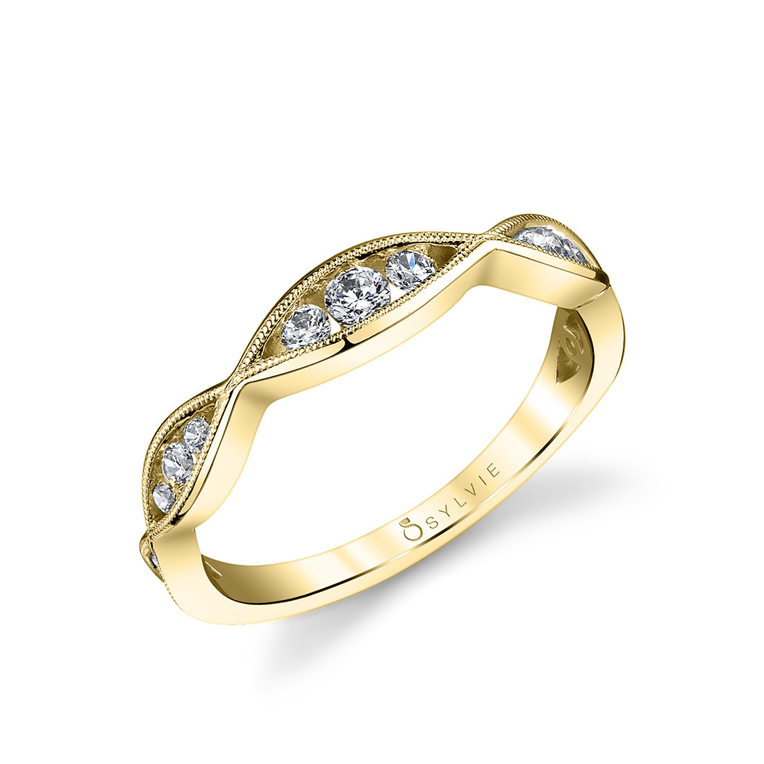 (14K Yellow) Vintage Inspired Wedding Band - Bernadette