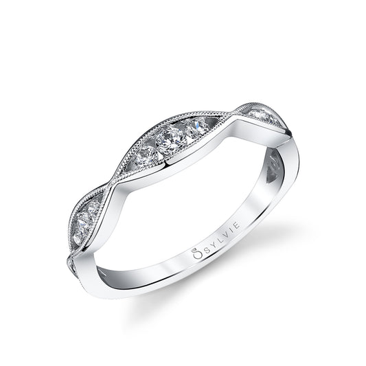 (Platinum White) Vintage Inspired Wedding Band - Bernadette