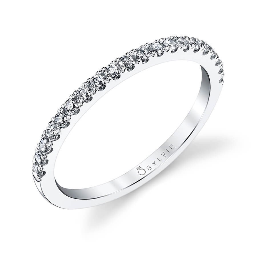 (14K White) Classic Wedding Band - Claudia