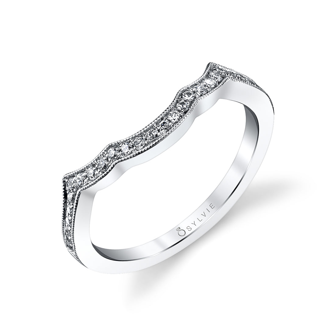 (18K White) Vintage Inspired Wedding Band