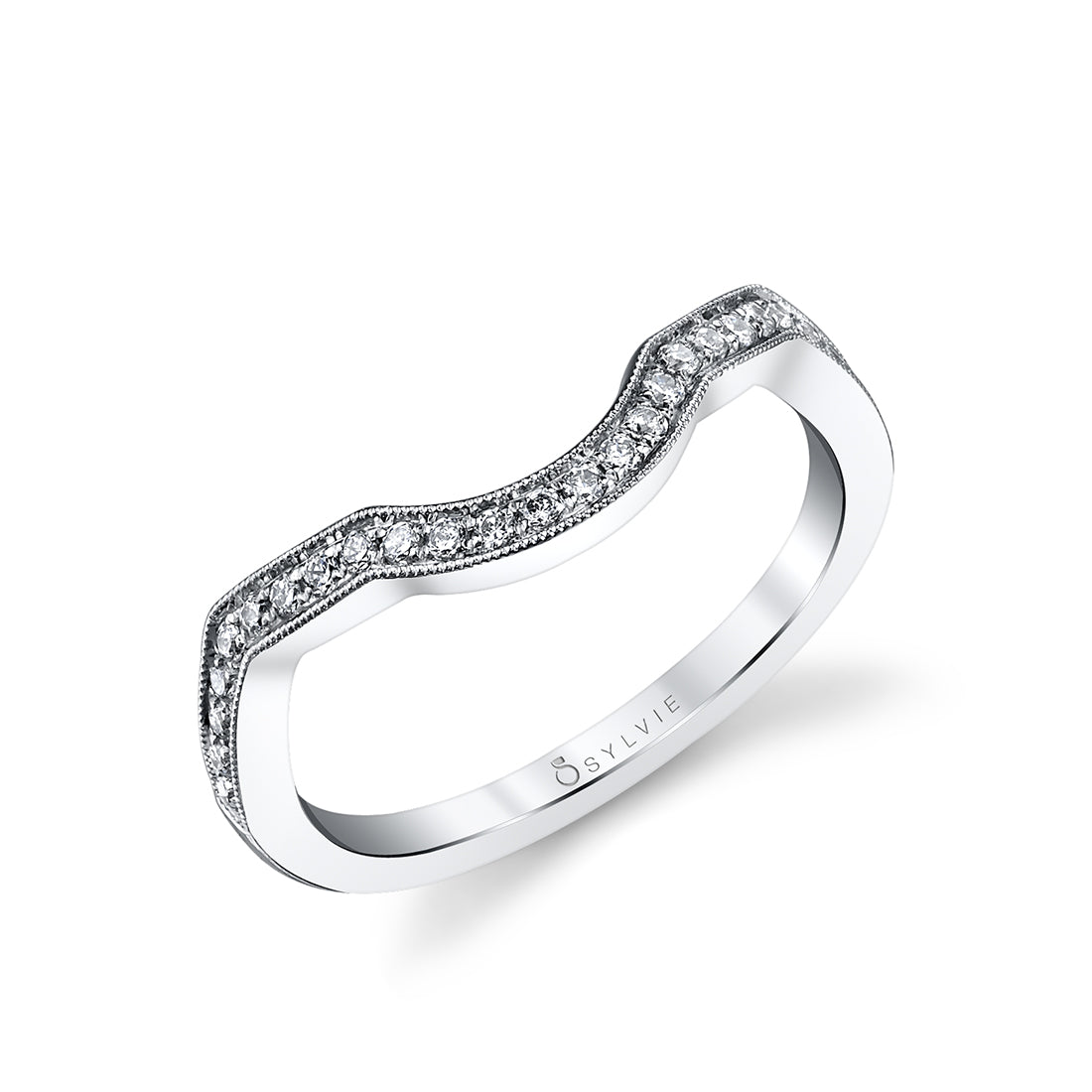 (Platinum White) Vintage Channel Set Wedding Band - Mirielle