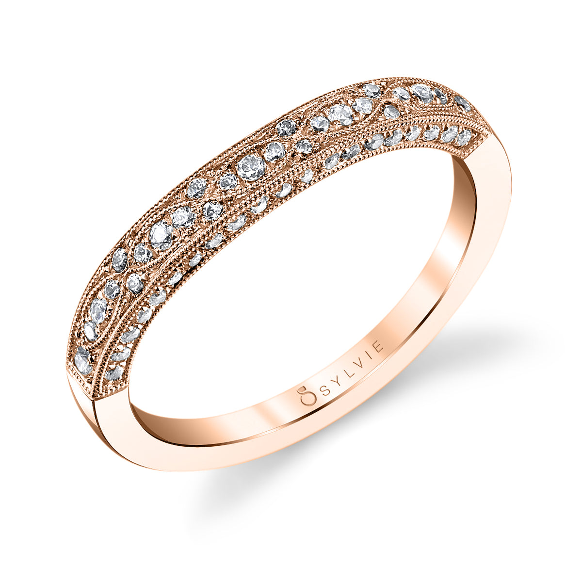 (14K Rose) Vintage Inspired Wedding Band - Barbara