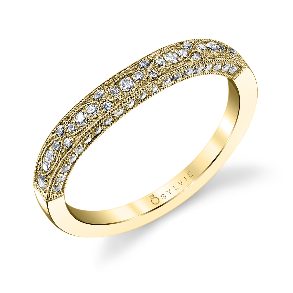 (14K Yellow) Vintage Inspired Wedding Band - Barbara