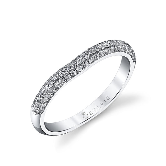 (Platinum White) Three Row Pave Wedding Band - Naomie