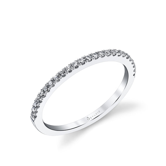 (Platinum White) Vintage Wedding Band with Milgrain Detail - Amelie