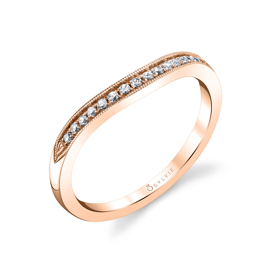 (18K Rose) Vintage Inspired Wedding Band