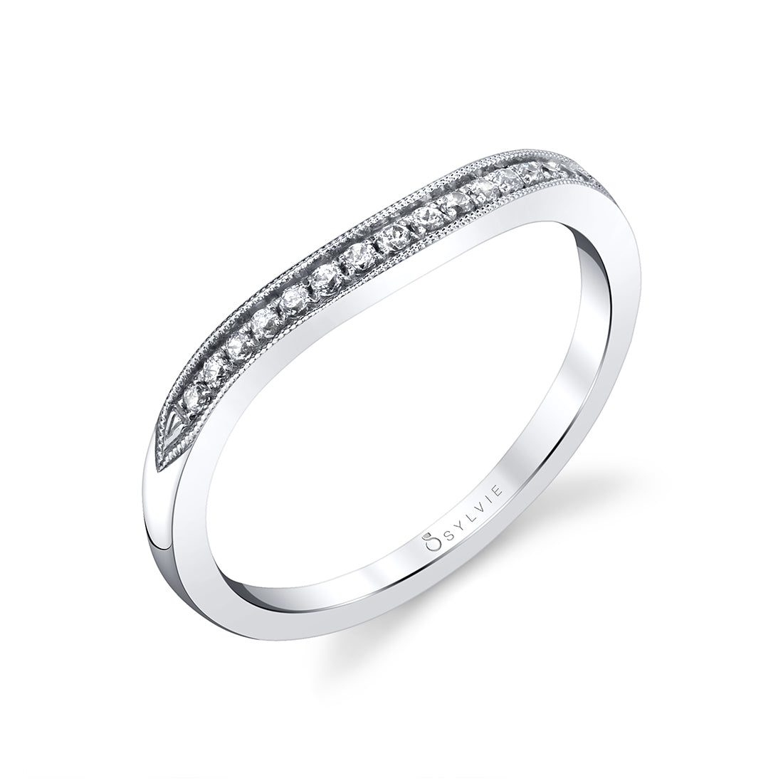 (18K White) Vintage Inspired Wedding Band
