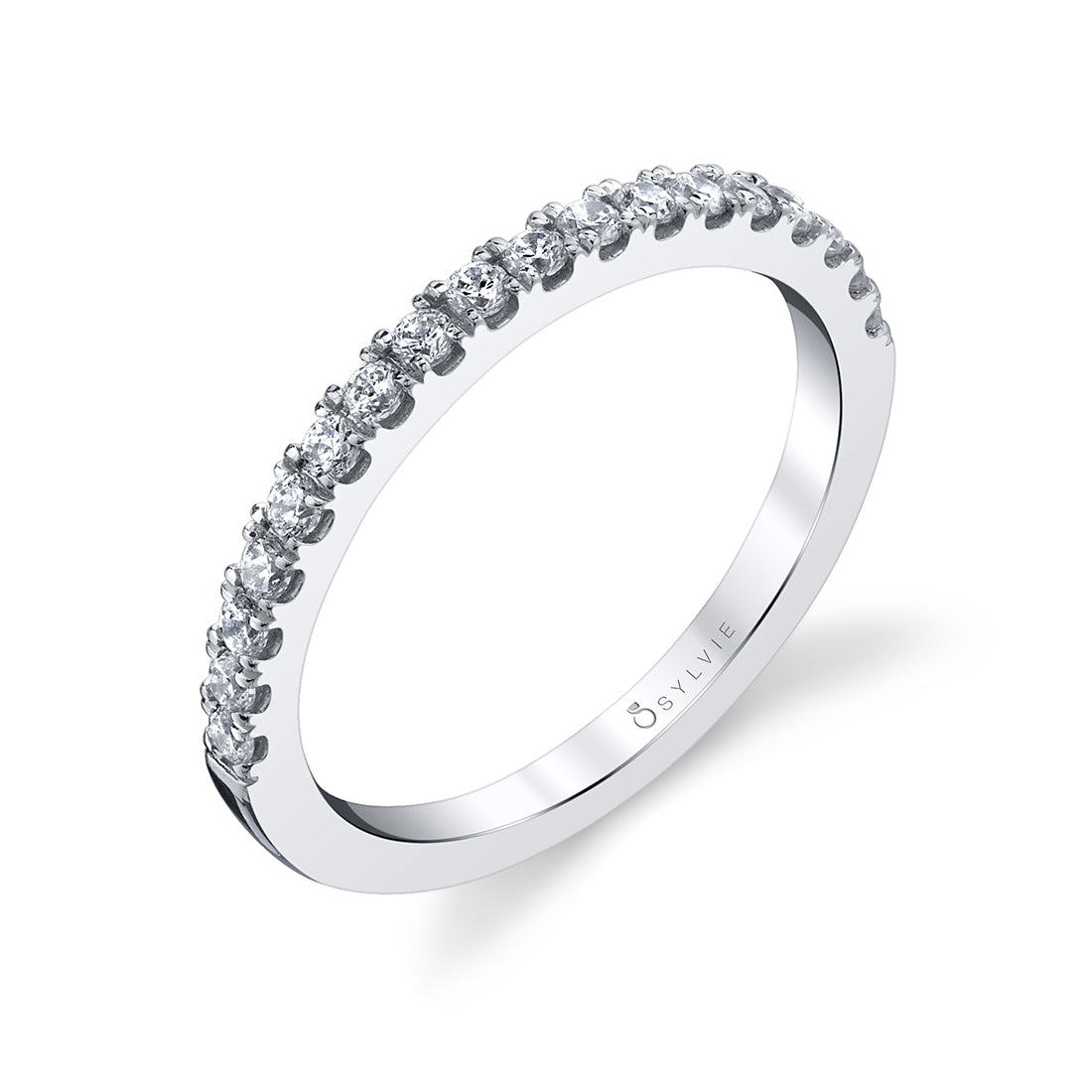 (14K White) Classic Diamond Wedding Band - Olivia