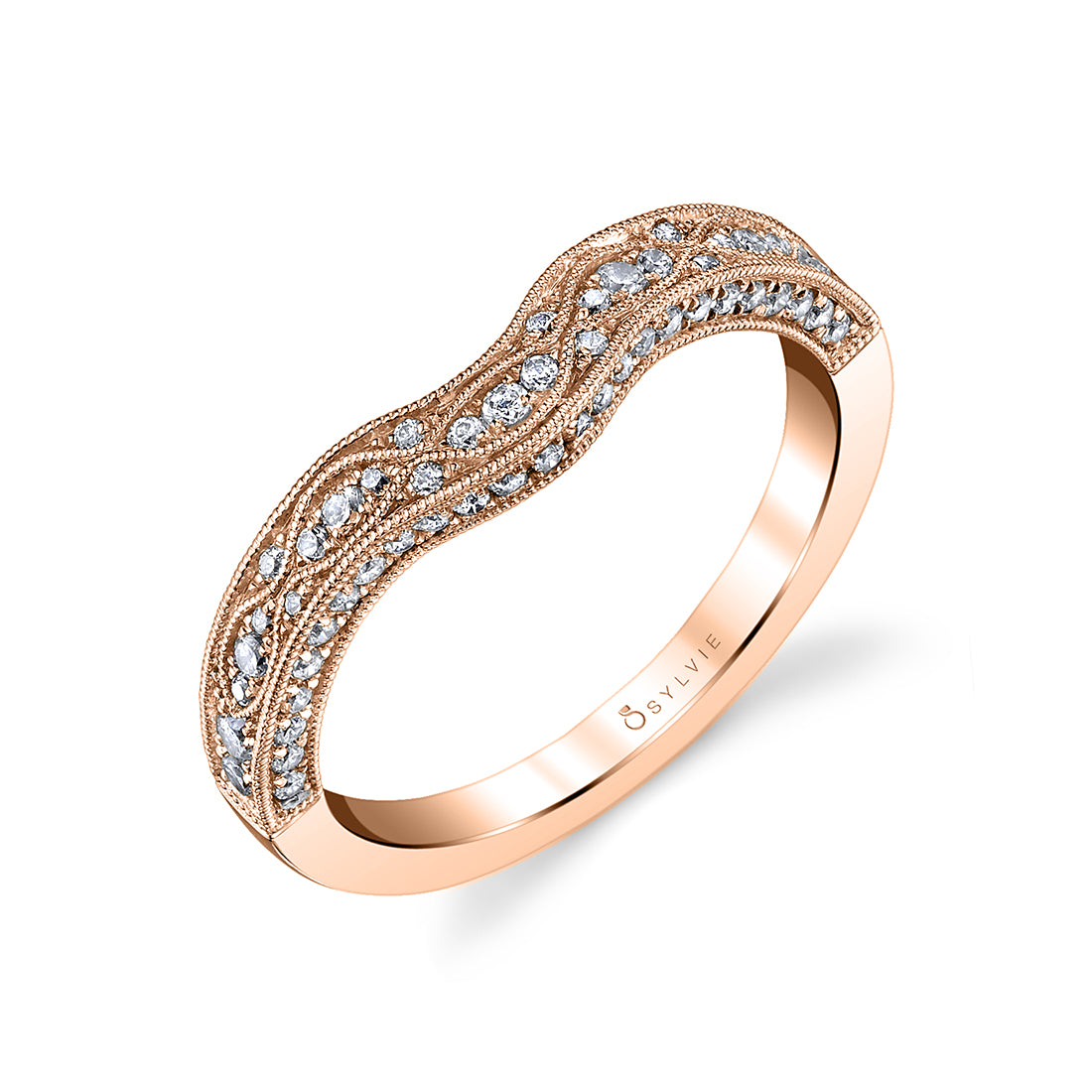 (14K Rose) Vintage Inspired Wedding Band - Karoline